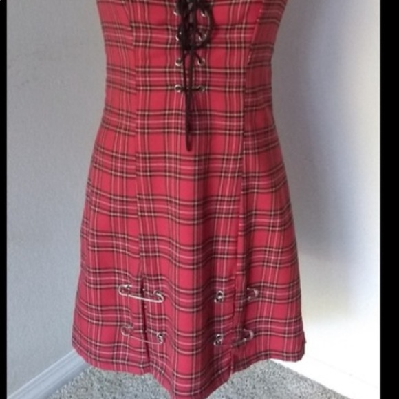 ISO!!! Name your price lip service red plaid dress with safety pins size small - Picture 2 of 2